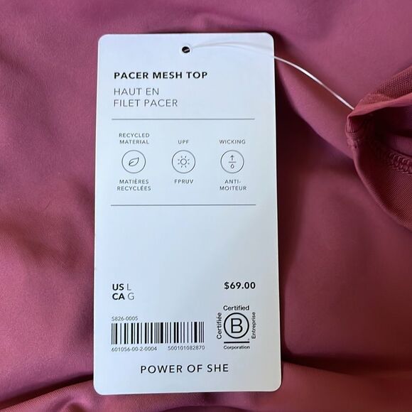 ATHLETA Pacer Mesh Top, Berry Rose, Size Large - Picture 7 of 10